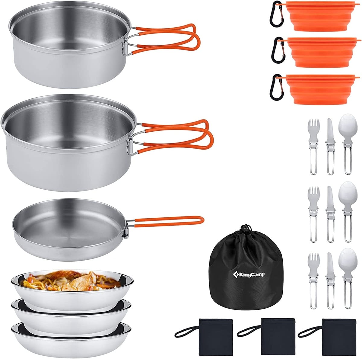 KingCamp stainless steel camping cookware mess kit