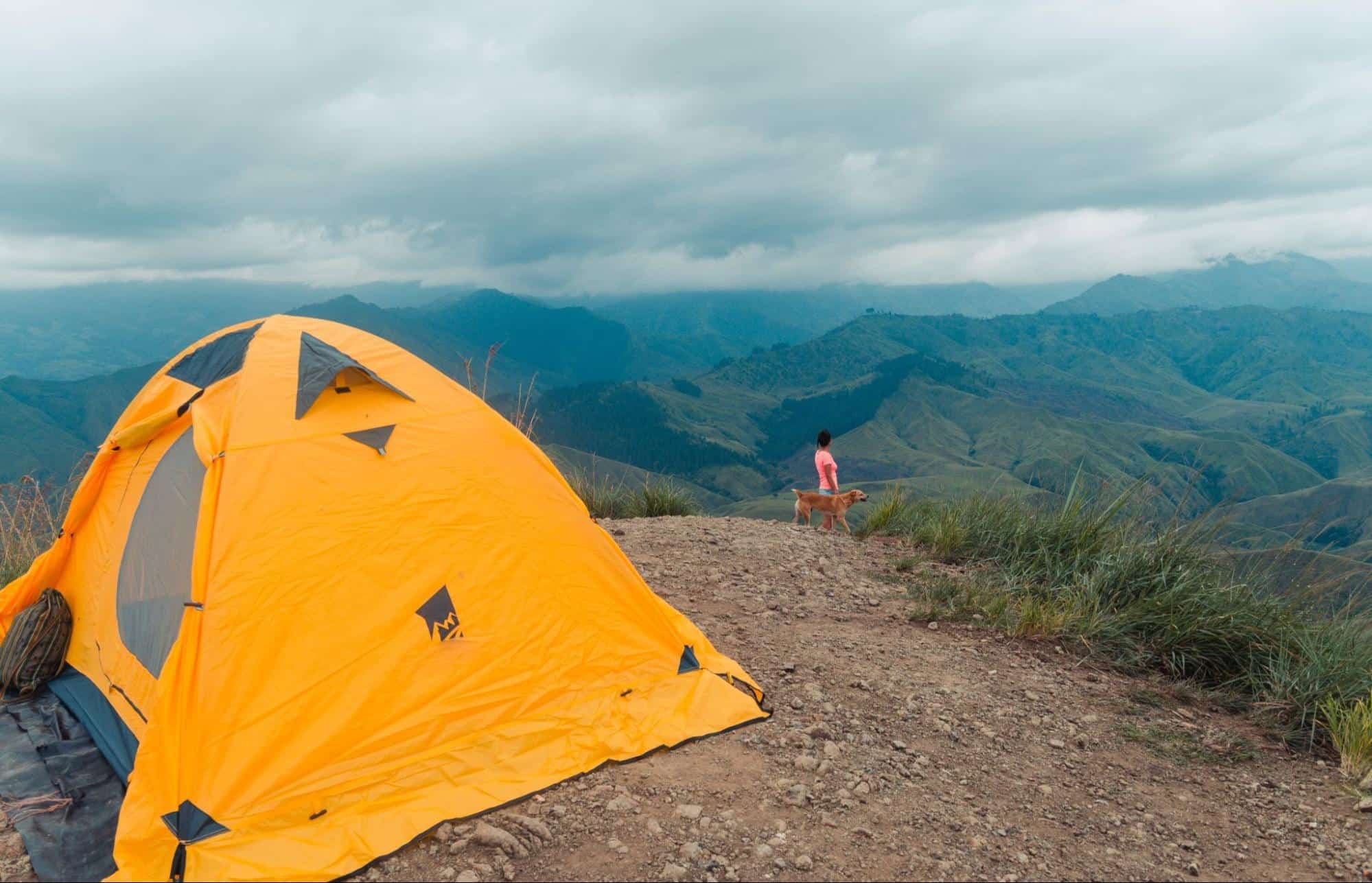 tent on a hard terrain