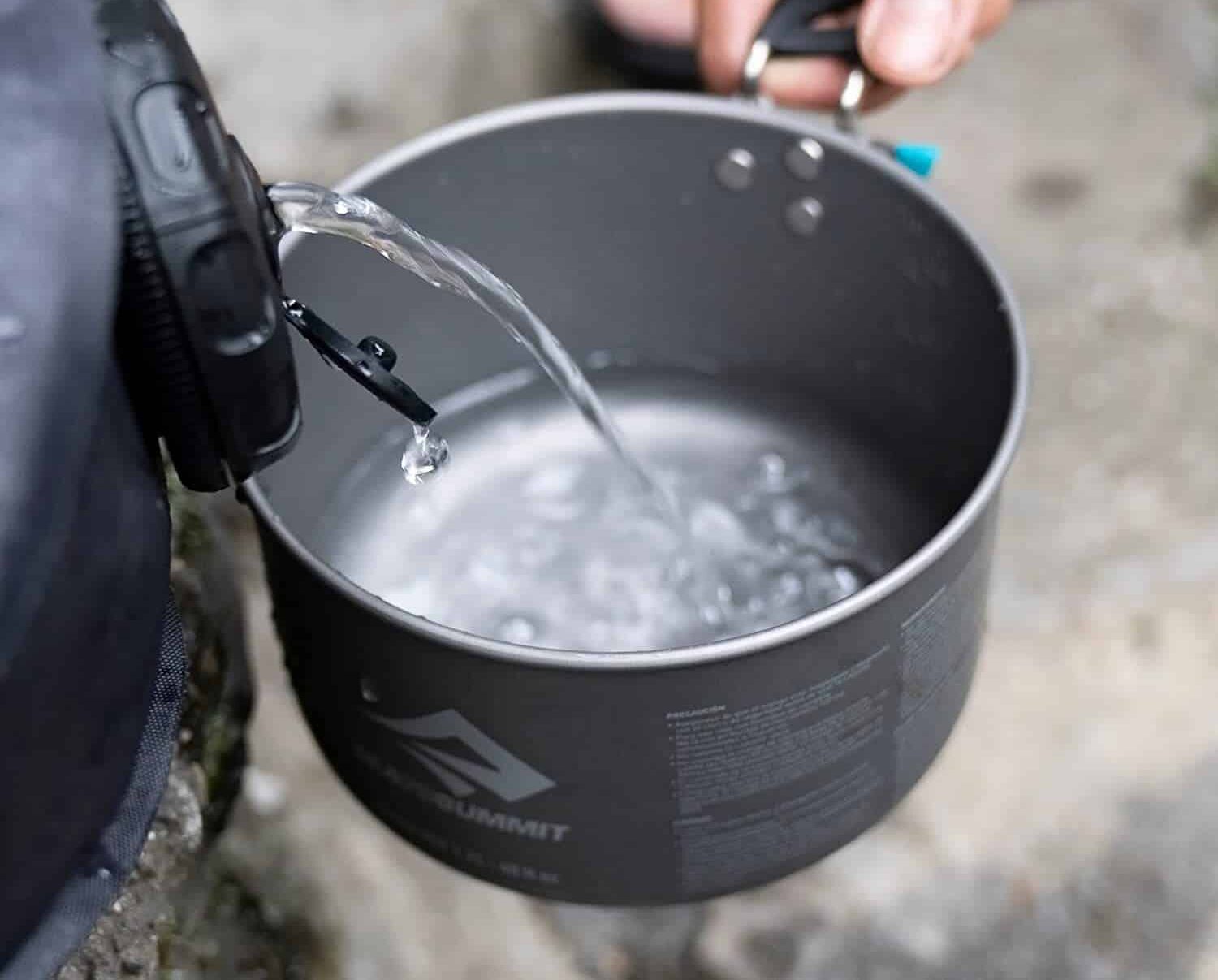 Sea to Summit Alpha Lightweight Aluminum Camping Cook Pot in use