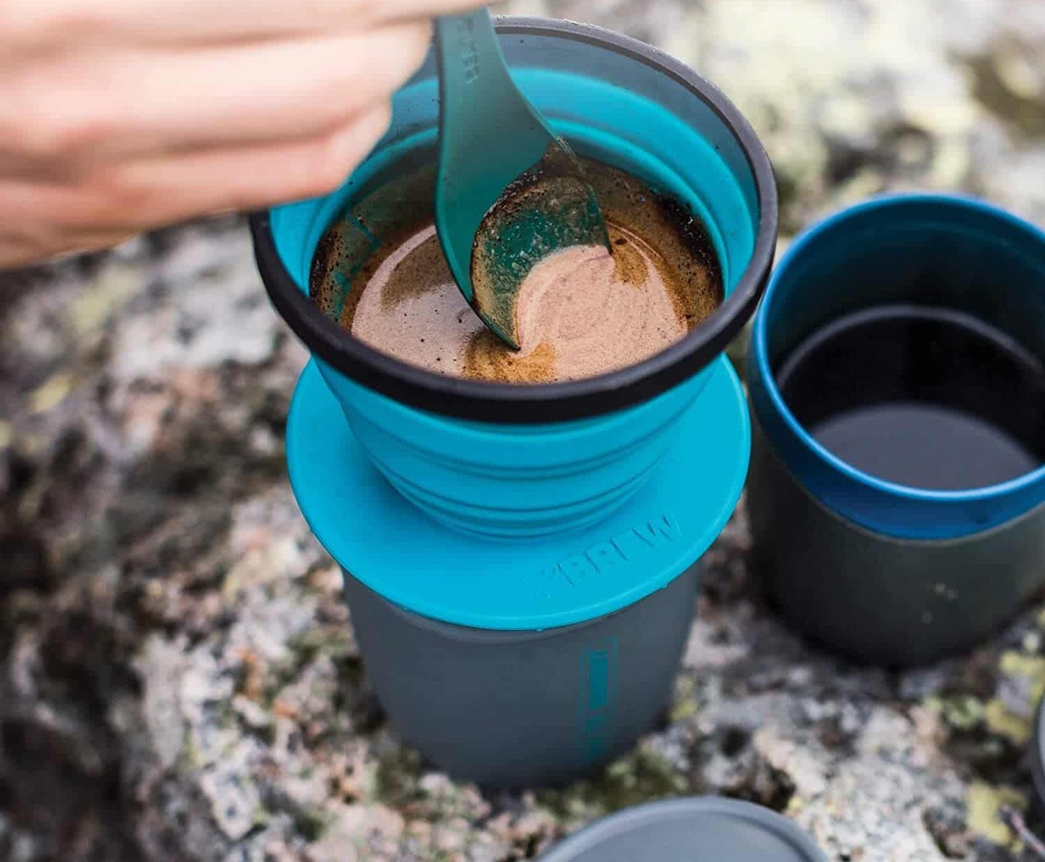 Sea to Summit X-Brew Collapsible Camping Coffee Dripper in use